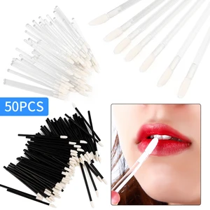 50 шт., Прозрачная черная помада, искусственная помада, палочки, аппликатор, косметические инструменты для макияжа