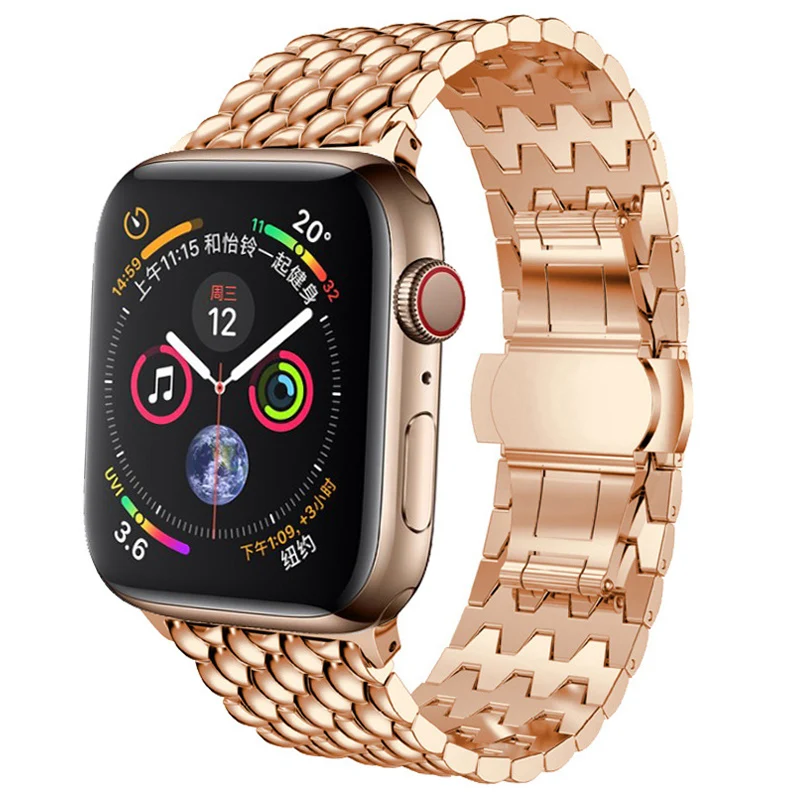 Ремешок из кожи Дракона Для Apple Watch 40 мм 44 браслет нержавеющей стали цвета