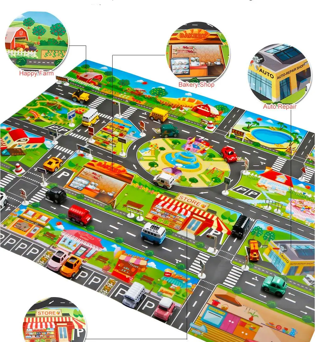 Детский коврик сделай сам с картой для парковки игрушки детские игровые коврики