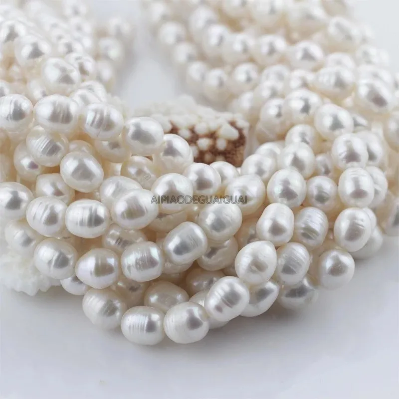 

APDGG Genuine wholesale 5strands 9*11mm A grade large size rice pearl strands loose beads women lady jewelry DIY