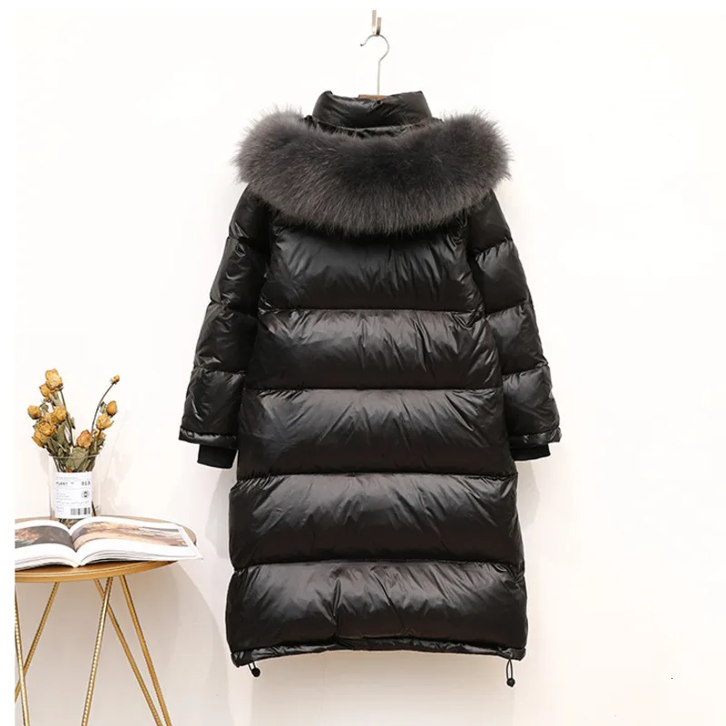 Белые пуховики на утином пуху спине зимняя куртка для девочек 2019 плотное длинное