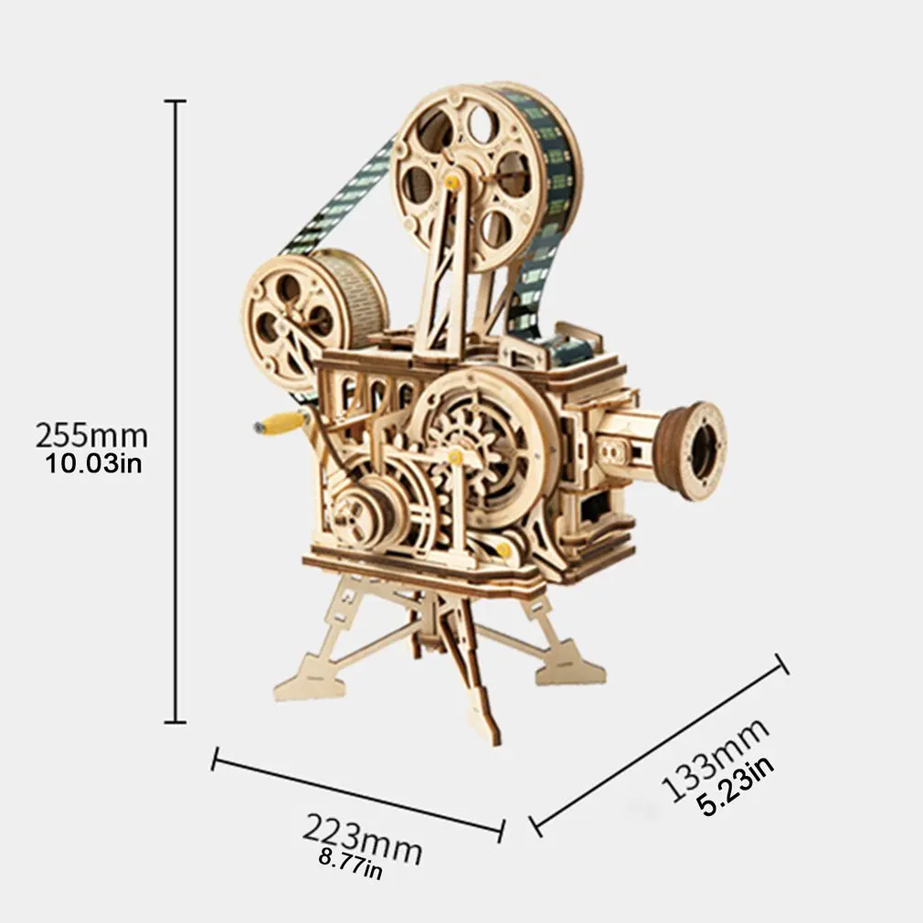 

Retro Diy 3D Hand Crank Film Projector DIY puzzle wooden mechanical transmission antique box model assembled toy gift 3d puzzles