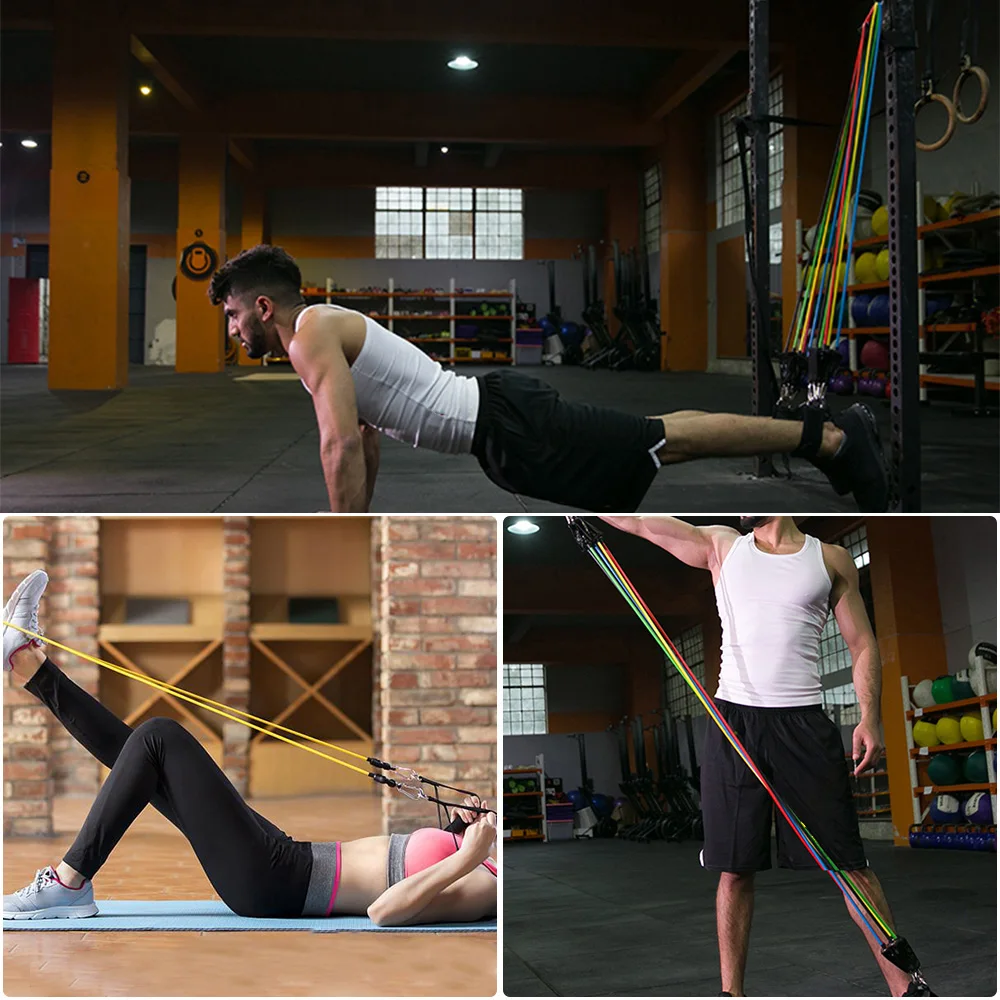 

17/16/13/11Pcs/Set Fitness Resistance Tube Band Stretch Pull Rope Exercise Training Expander Door Anchor With Handle Ankle Strap