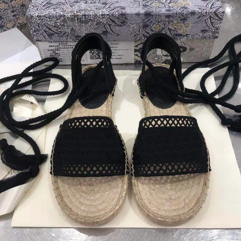 

women sandals summer 2021 female shoes women shoes casual mules shoes women Straw-braid strappy sandals flat low heels