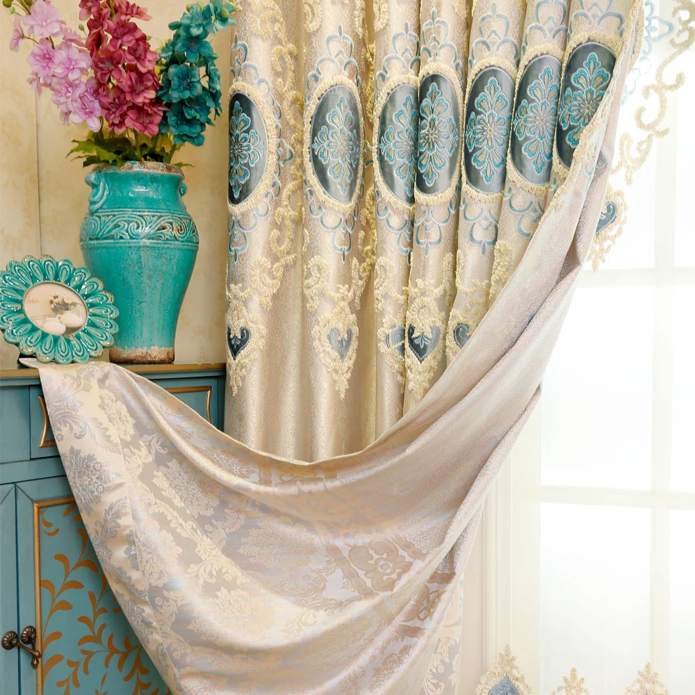 Шторы с вышивкой для гостиной столовой спальни роскошные шторы в европейском