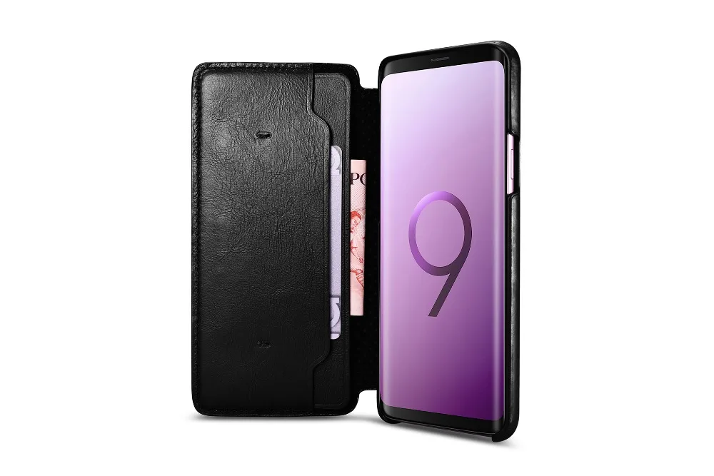 Icarer бренд для samsung S9 plus Чехол Съемный из натуральной кожи Чехлы-бумажники с застежкой, слот для карт, чехол-книжка и подставка