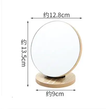 round S Настольное складное зеркало для макияжа 360 градусов вращающееся деревянное обрамление женское спальное портативное туалетное зеркало pf9034 - Цвет: round S