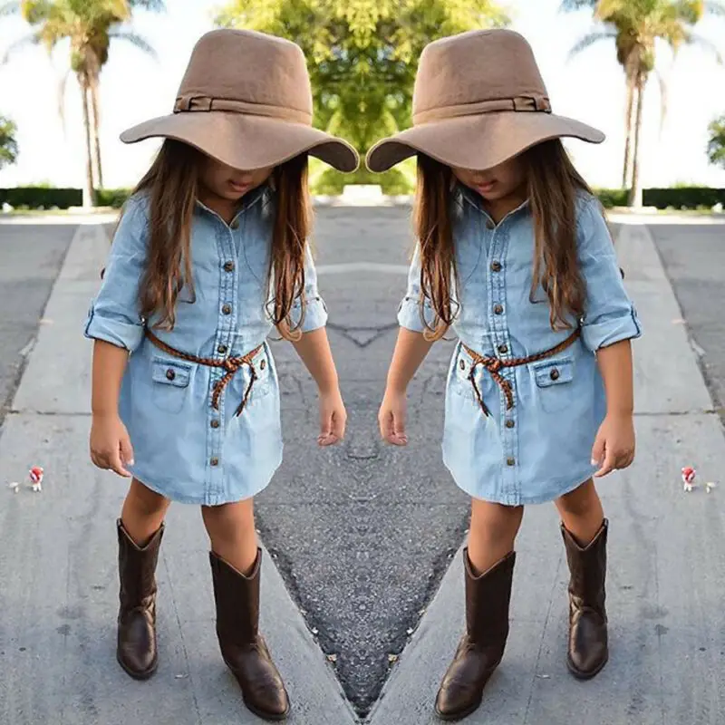 Детская одежда Goocheer для маленьких девочек джинсовые короткие мини-платья