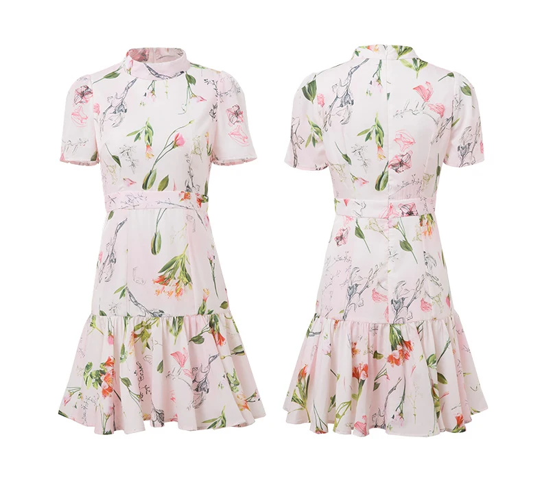 Женское Короткое платье-Русалка Tingfly розовое платье с цветочным принтом