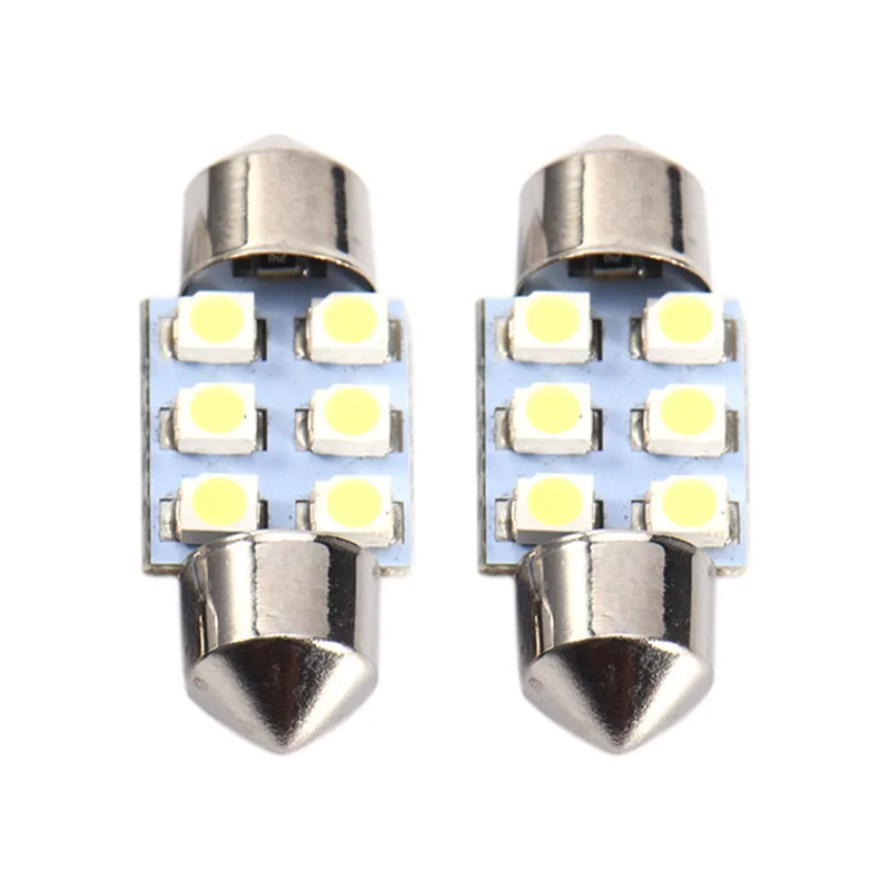 

Car Double Pointed Roof Lamp 31mm 6smd-1210 12V Refitted Compartment Lamp Reading Lamp License Plate Lamp Car Accessories