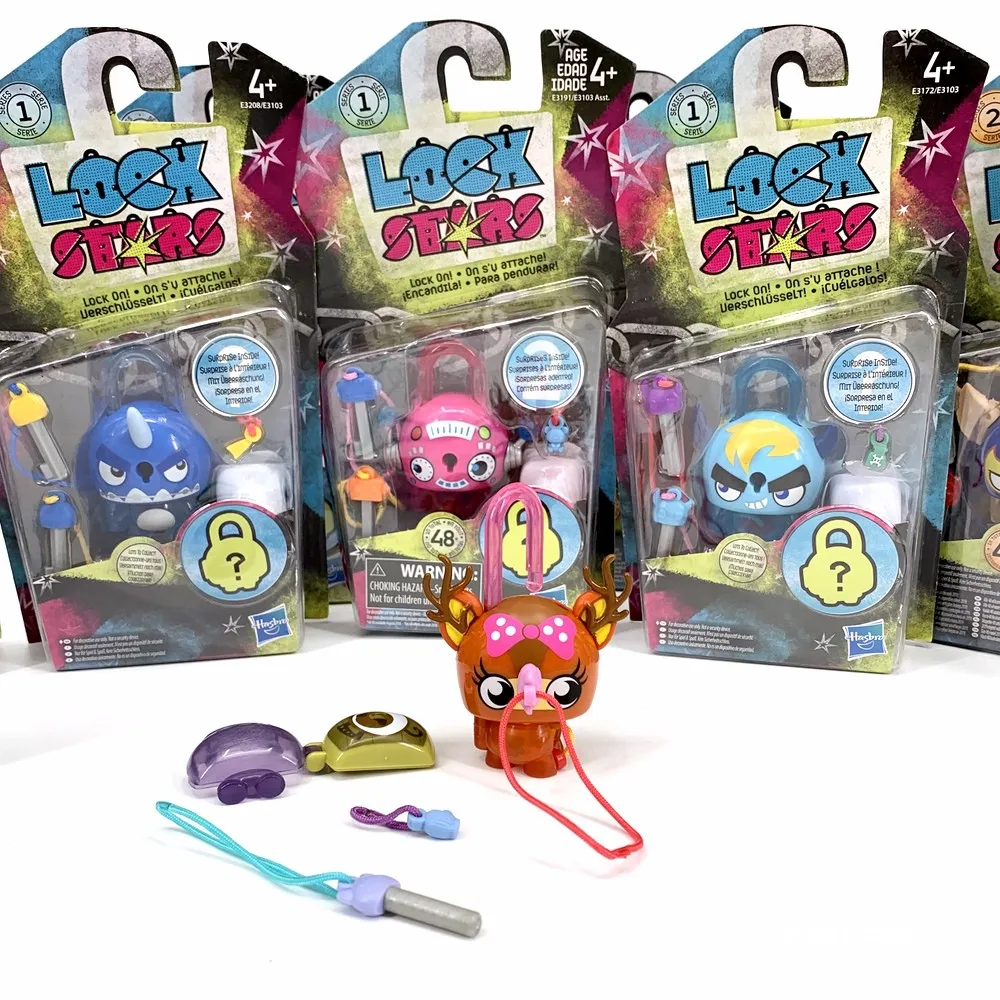 

Hasbro Children Creative Toy Lock Stars Doll Keychains Bag Pendant Cute Cartoon Figure Keys Toy Lock Little Pets Model Ornament