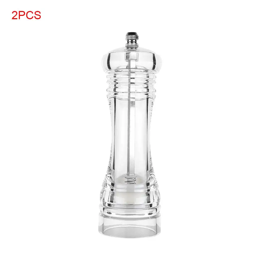 

2 Pieces Acrylic Grinder Transparent Pepper Mill Manual Crusher Ceramic Core Multifunctional Cruet Kitchen Tool