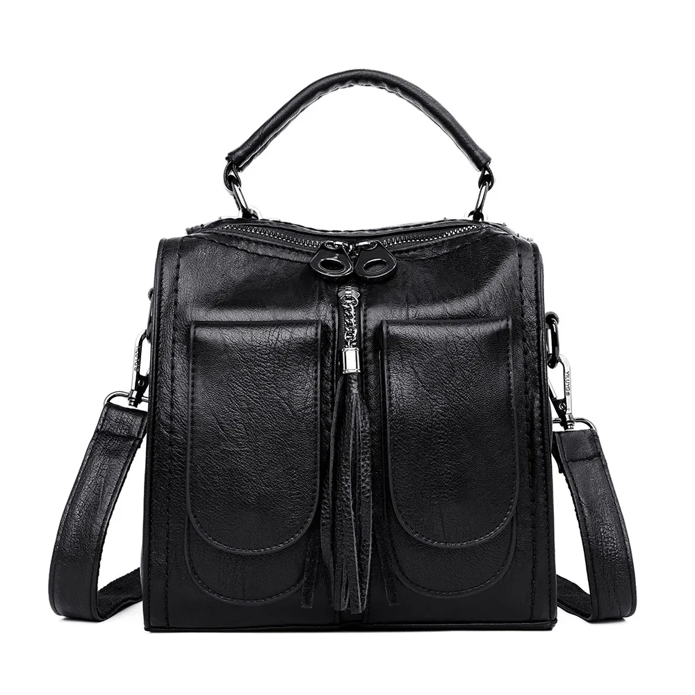 Новая женская сумка из мягкой кожи модные повседневные сумки с кисточками