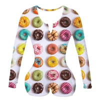 women custom made donuts sublimation print summer long sleeves onesie