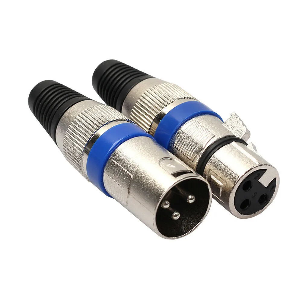 

5 Pairs XLR 3 Pin Female Female MIC Jack Plug Audio Microphone Cable Connector Blue Electrical Equipment Connectors Terminals