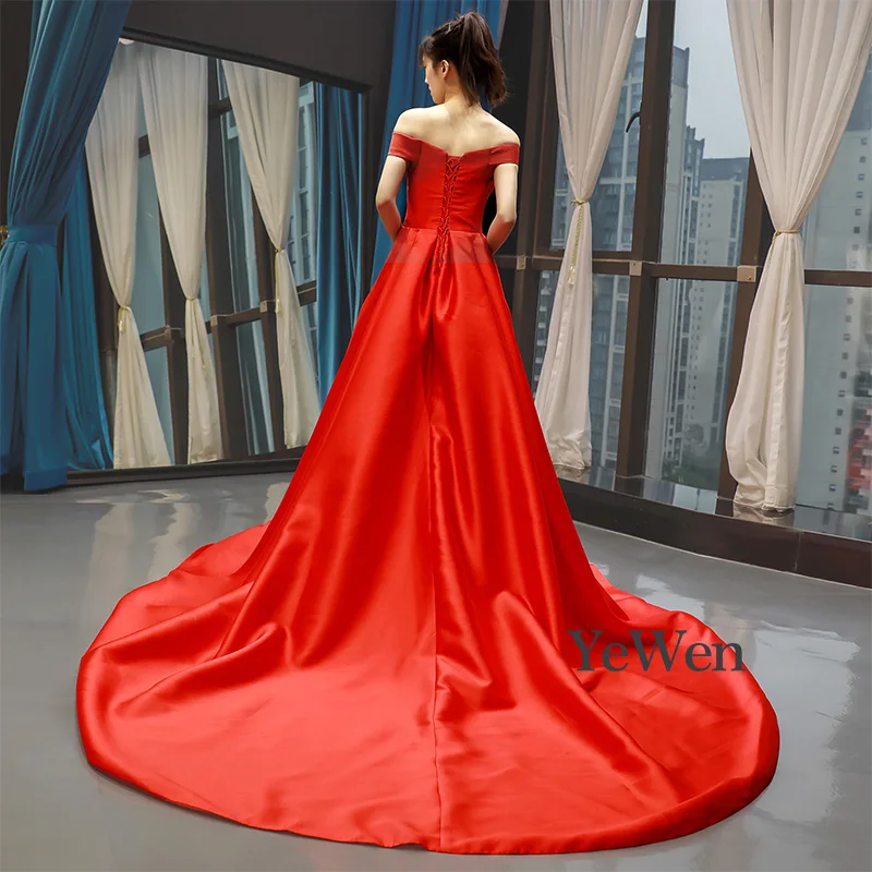 Красное модное вечернее платье с вырезом лодочкой вечерние платья на день