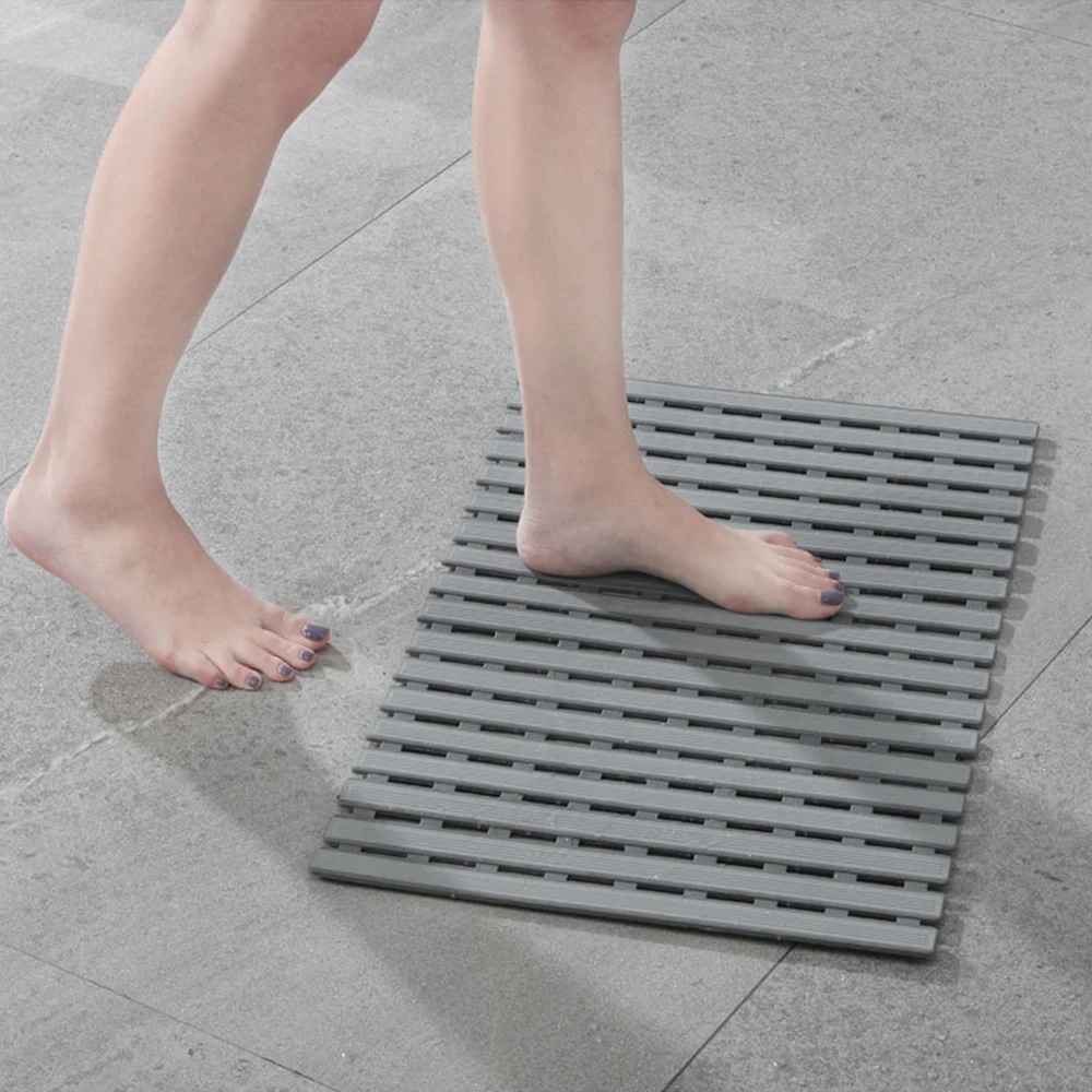 

Shower Bath Mat Eco-Friendly TPE Household Bathtub Mat with Suction Cups Drain Holes Bathroom Hollow Hydrophobic Anti-Slip Pad