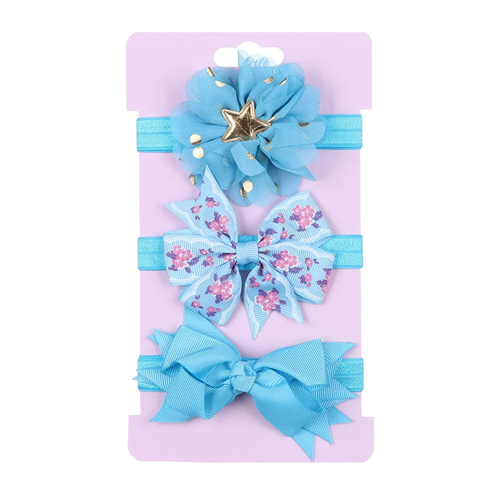 blue Gootrades 3 шт./компл. Новинка; детские брюки с эластичной резинкой; повязка на голову для девочек в смешанном стиле, в горошек, с узлом повязка с цветами с бантом аксессуары для волос в виде тюрбана - Цвет: blue
