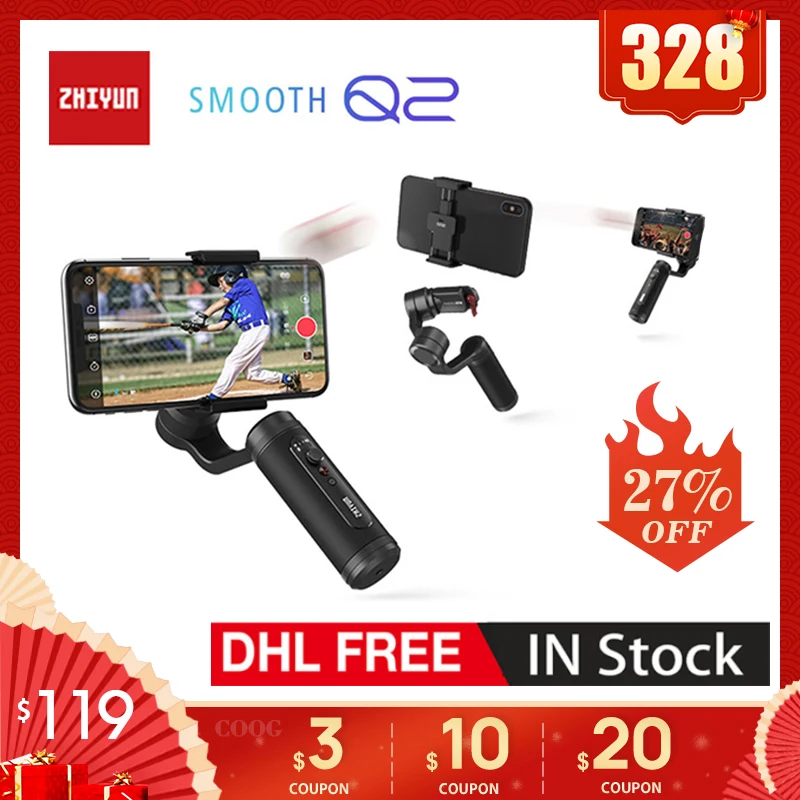 Ручной Стабилизатор Zhiyun Smooth Q2 3 осевой шарнирный стабилизатор для смартфона pk DJI