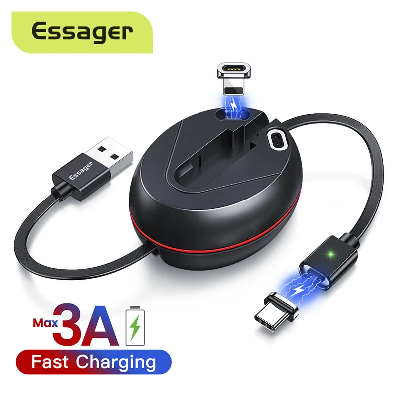 Essager 3 в 1 Выдвижной Магнитный кабель Micro USB для iPhone Android быстрая зарядка провод
