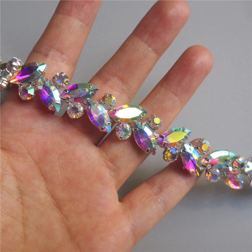30cm Rhinestone Crystal Chain Bling Diamante Lace Diamond Trim Ribbon Necklace Applique Gem Sparkle Wedding Dress 0.59&quot Width | Дом и сад