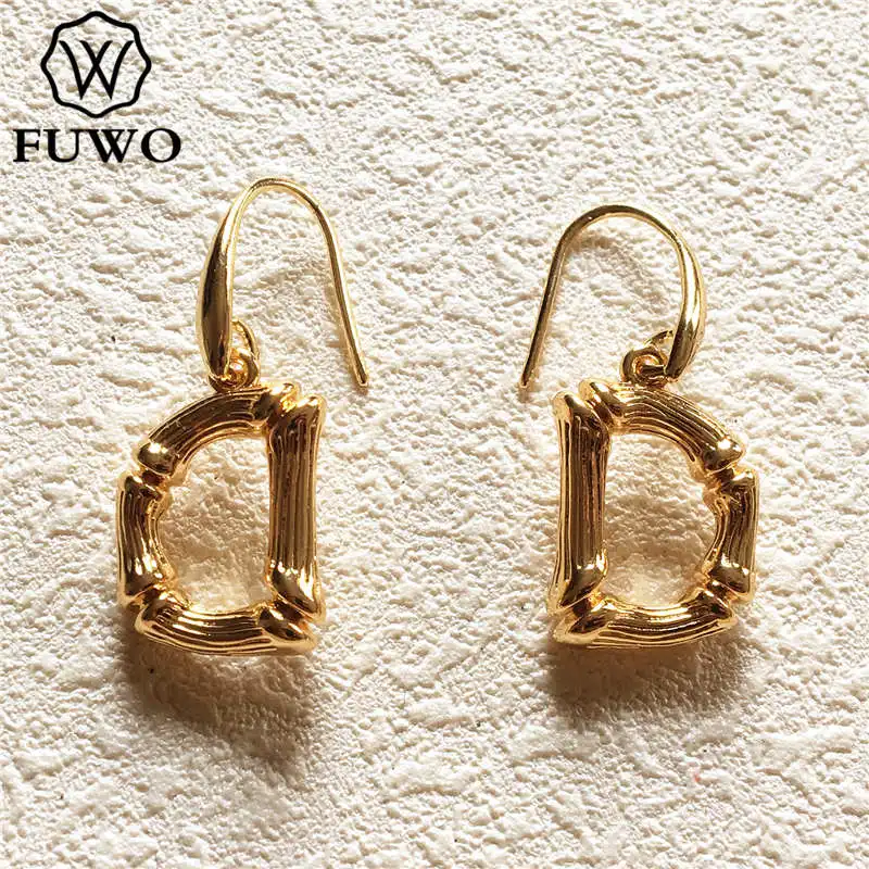 Женские медные серьги-подвески с буквами FUWO элегантные серьги золотого цвета