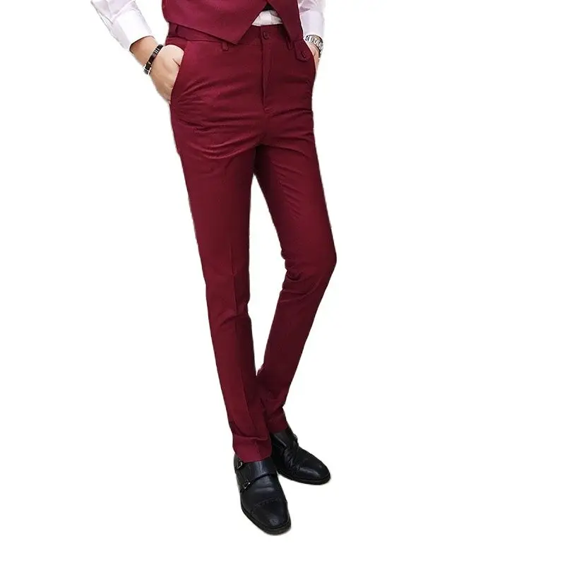 2021 однотонные мужские костюмные брюки, размеры S, M, XL, 2XL, 3XL, модные деловые мужские брюки, облегающие и удобные мужские брюки, разные цвета на ... от AliExpress WW