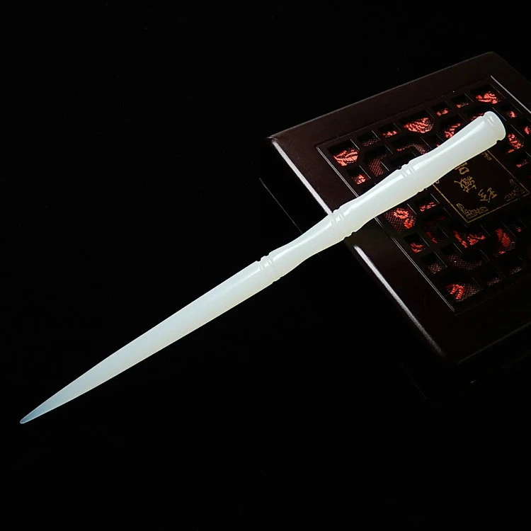 Белая Нефритовая Поворотная заколка для волос с бамбуковым узлом|Украшения