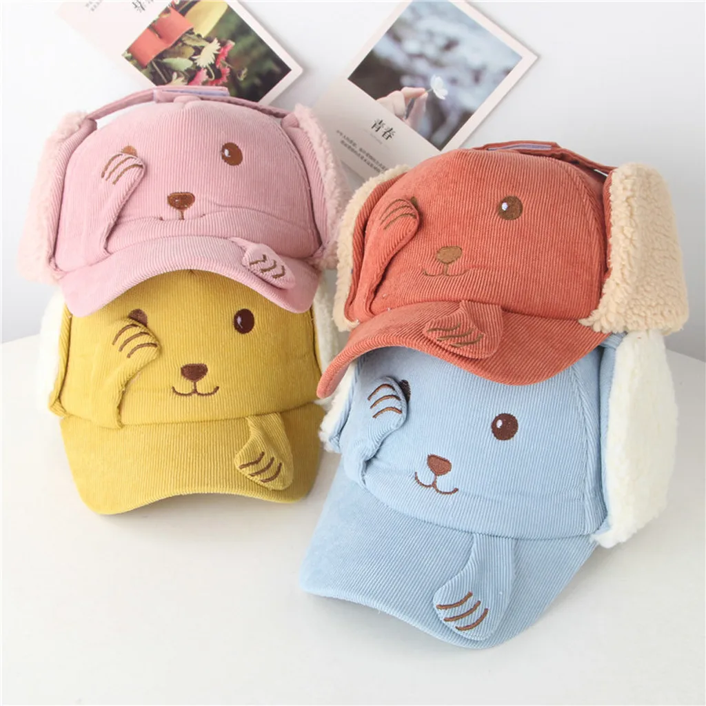 Симпатичная модная детская бейсбольная кепка бархатная защита для ушей теплая