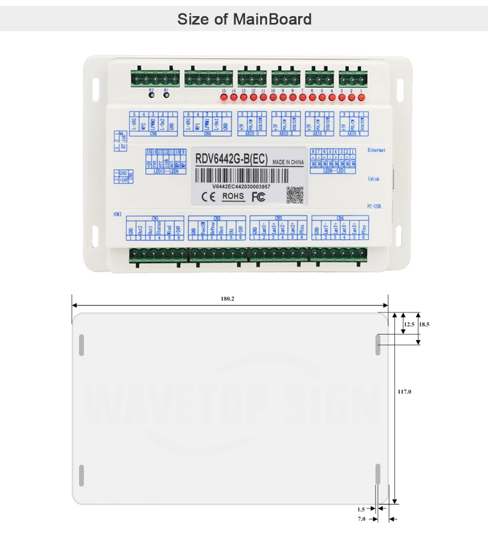WaveTopSign Ruida RDV6442G CCD визуальный Co2 лазерный контроллер системы использовать для лазерная резка, гравировальный станок