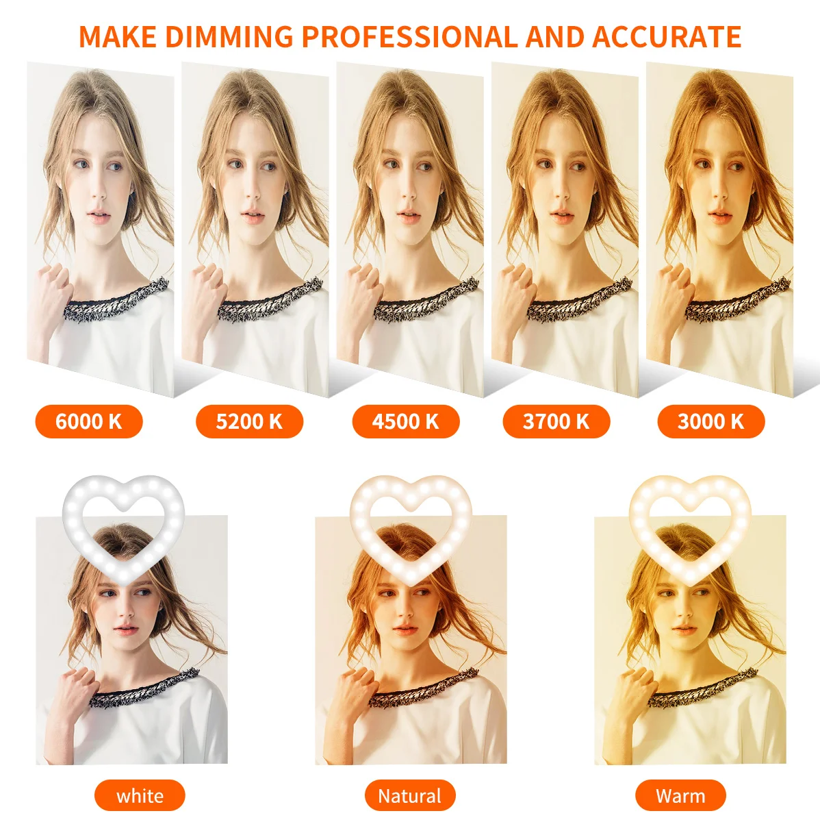 RGB LED heart-shaped ring light 10 inch with table tripod bracket kit for mobile phone selfie video dimmable makeup video live