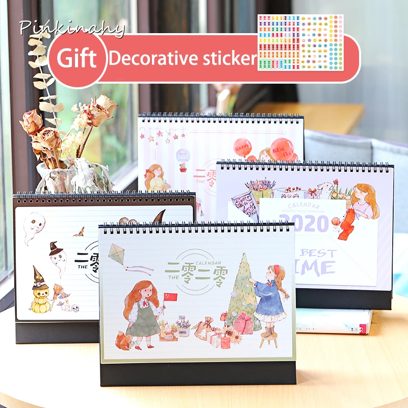 2020 милые Мультяшные девушки цветы лес звездное небо стол календари катушка