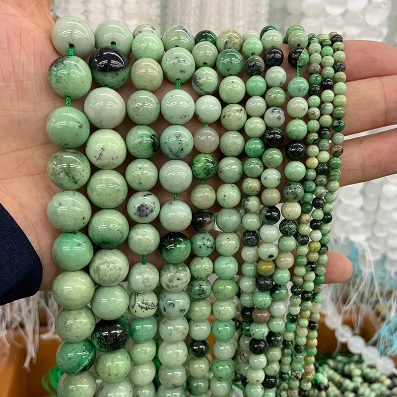 

4-12mm Natural Green Garnete Beads 15'' Round DIY Stone Loose Beads For Jewelry Making Beads Bracelet For Women Necklace Gift