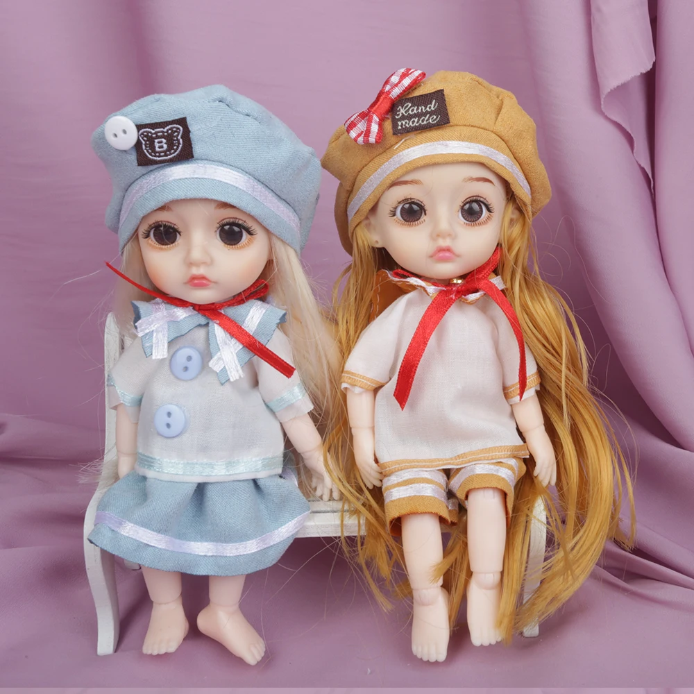 Милое лицо 1/12 BJD Кукла 16 см Школьный костюм 13 шарнирные куклы мини голубые глаза