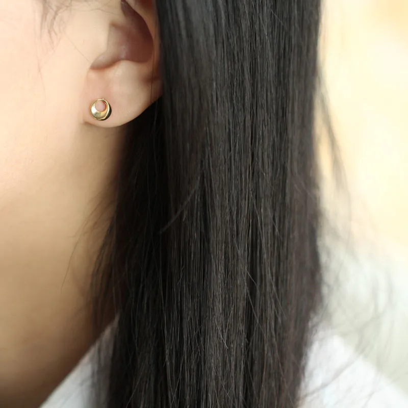 Круглые серьги из настоящего твердого золота 9K минималистичные простые