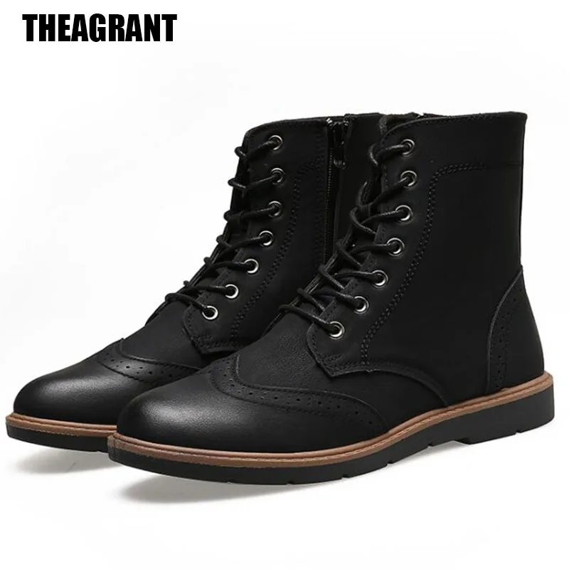 THEAGRANT/; Мужские ботинки в стиле ретро; ботильоны в винтажном стиле; мужская обувь на шнуровке; сезон осень-зима; Мужская обувь в британском стиле; Цвет Черный; MBS2003
