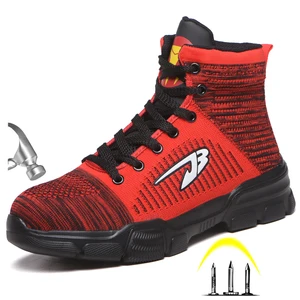 Мужские ботинки с мехом, зимние ботинки с высоким берцем и защитой от прокалывания, из хлопка, со стальным носком