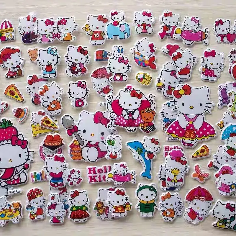 20/10/5PC Hello Kitty Cartoon Birthday Party Gift Present Supplies Sticker Baby Shower Girls School Reward 3D Bubble PVC | Дом и сад