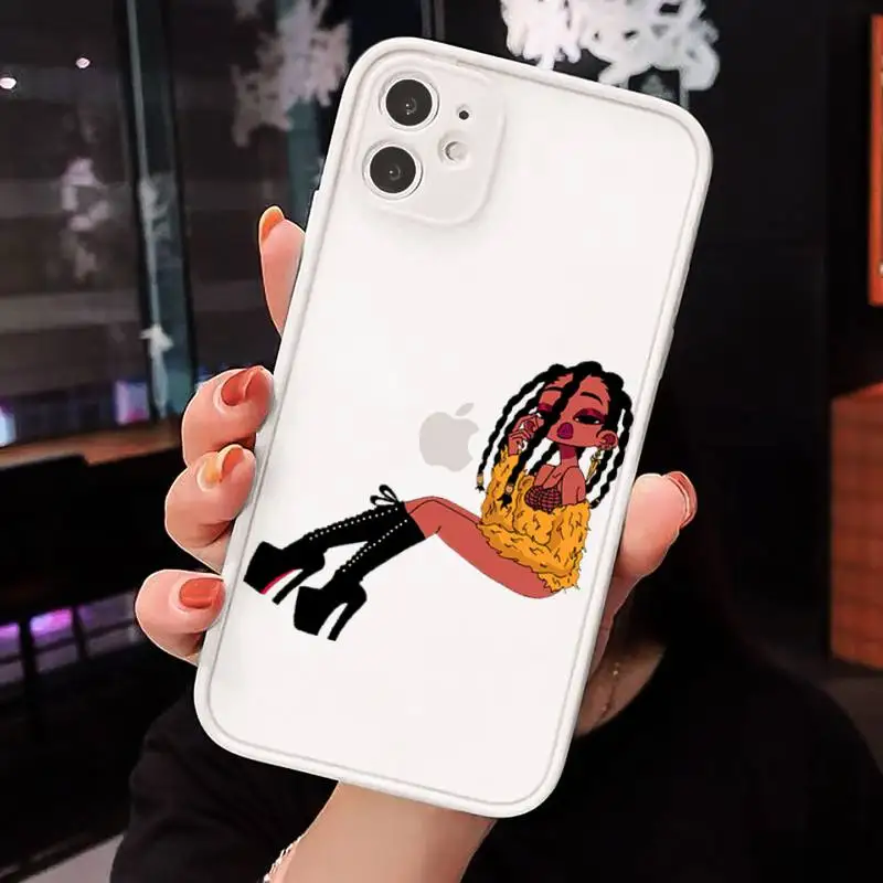

Black girl money Phone Cases Matte Transparent for iPhone 7 8 11 12 s mini pro X XS XR MAX Plus cover funda