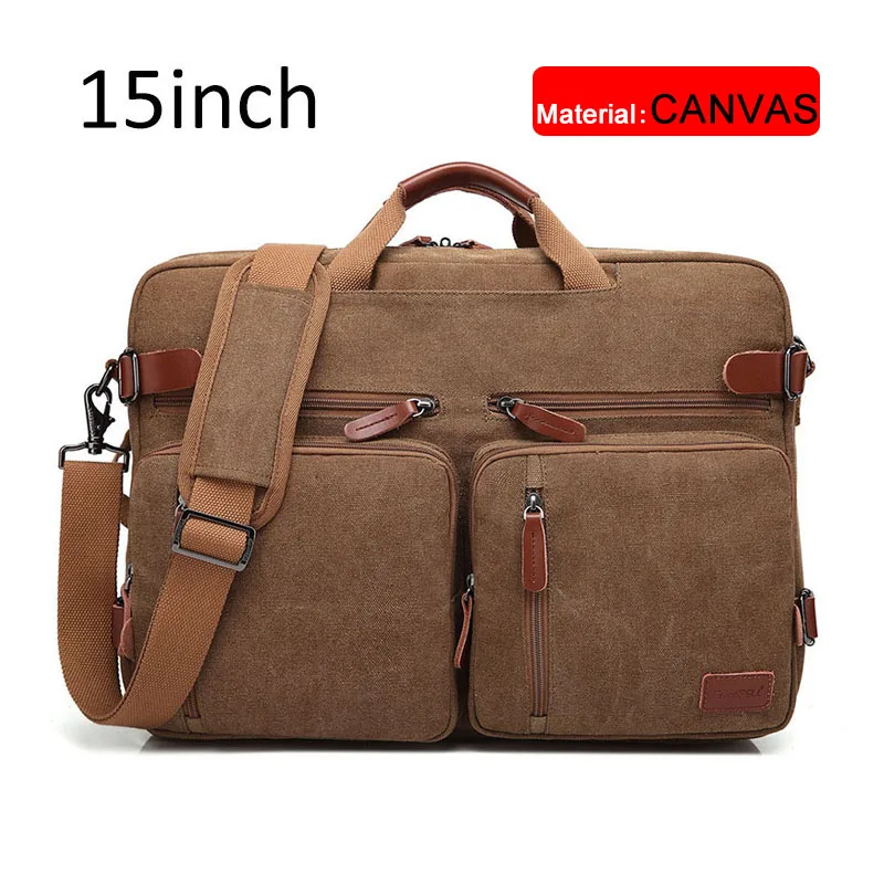 Brown canvas 15 inch 17 дюймов трансформируемый портфель, мужская деловая сумка, сумка-мессенджер, повседневная сумка для ноутбука, многофункциональные дорожные сумки для мужчин, большие XA161ZC - Цвет: Brown canvas 15 inch