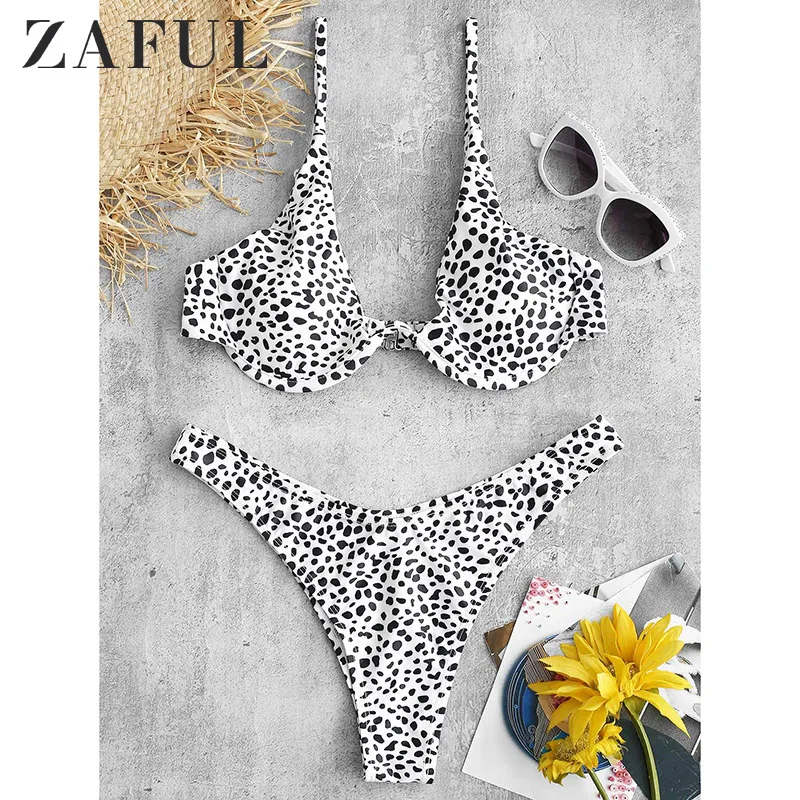 

ZAFUL Padded Printed Underwire Bikini Set