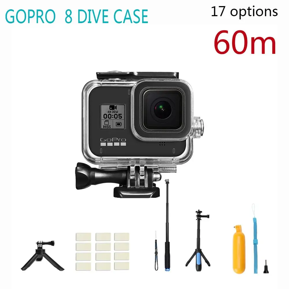 Водонепроницаемая селфи палка Cas для Gopro hero 8 защитная крышка подводного дайвинга
