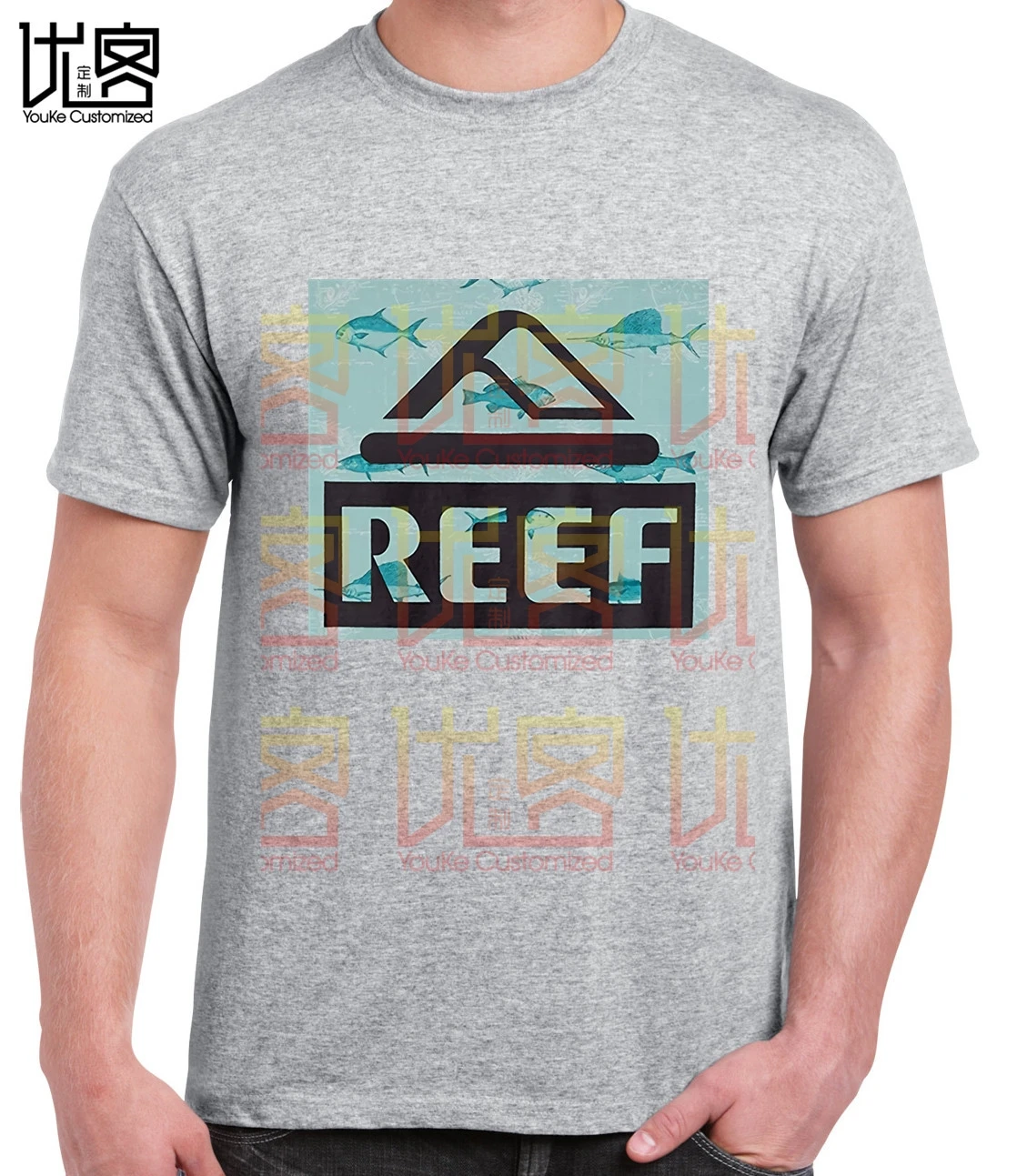 Мужская футболка с логотипом Reef коротким рукавом забавным принтом свободная