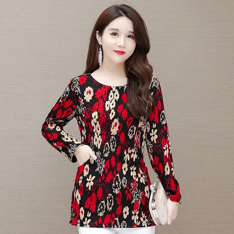 

5XL размера плюс с карманом для женщин в винтажном стиле Блузки 2020 мода на осень: Рубашка с длинными рукавами топы с круглым вырезом camisas mujer эл...