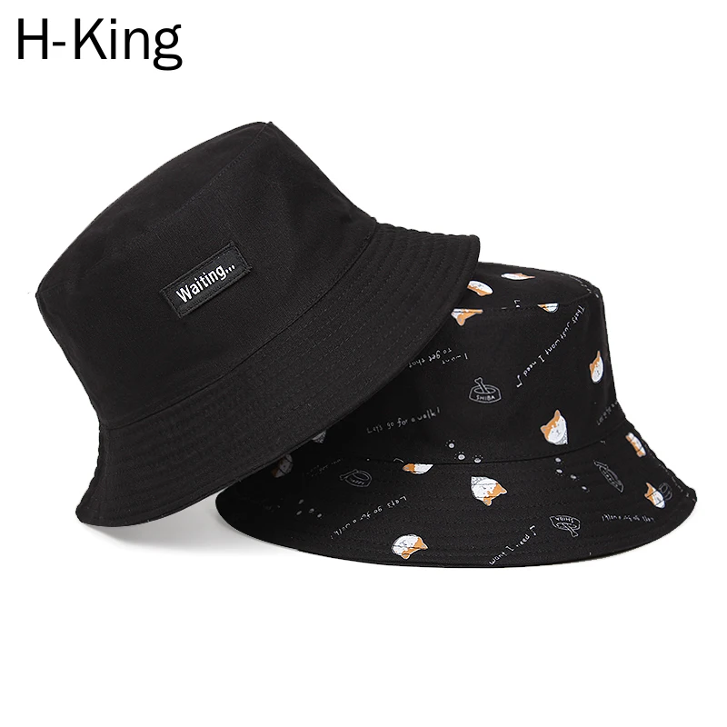 

H-King Panama Shiba Inu dog Print Bucket Hat Men Women Summer Bucket Cap Bob Hat Hip Hop Gorros Fishing Fisherman Hat 2021 New