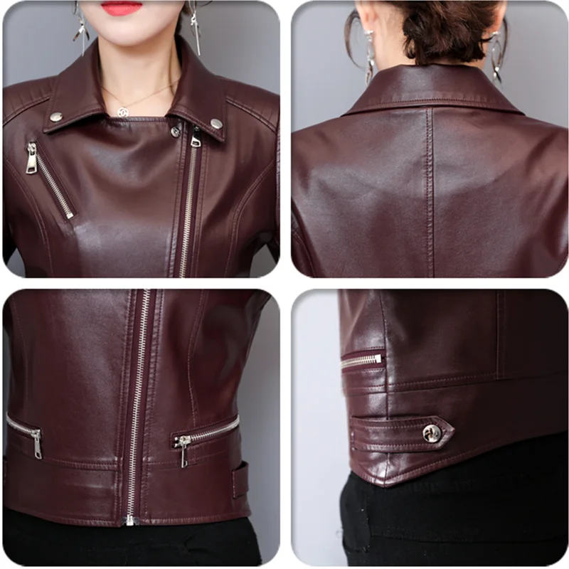 Модная женская куртка из искусственной кожи 2020 осенне зимняя короткая