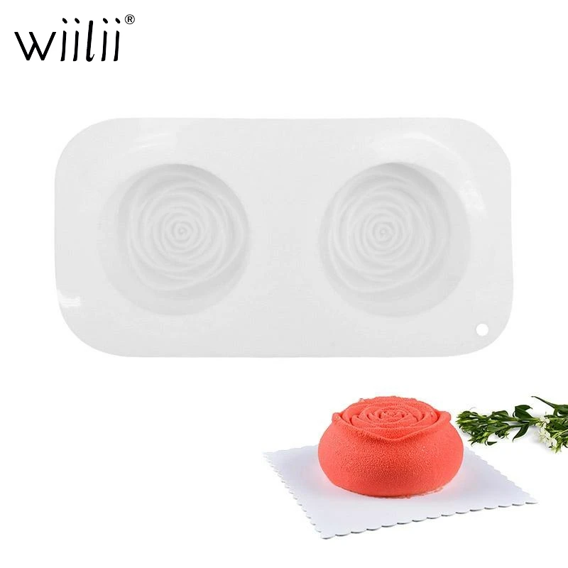 Силиконовая форма для торта 2 полости с розой мусса десерта антипригарная ручная