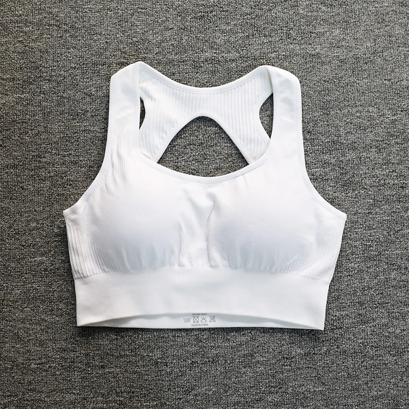 ABS LOLI Cutout Racer Back Seamless Sports Bra Women Medium Support Push Up Fitness Bras Padded Athletic Yoga Crop Tank Top
