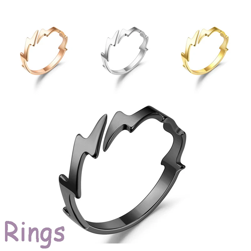 Регулируемое кольцо с молнией из нержавеющей стали открытое волнистое украшение