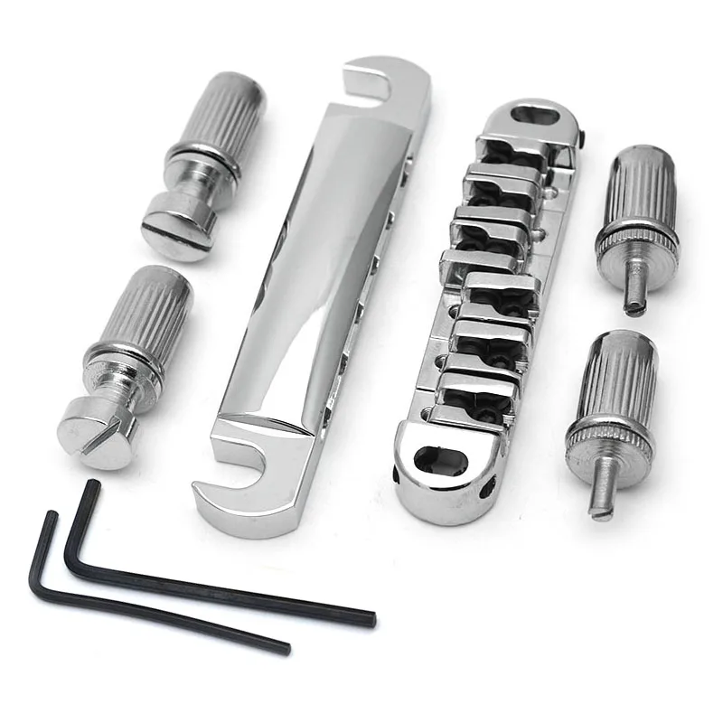 

Ohello 1 set Gold/Chrome Roller Guitar Bridge Locking Tune-O-matic Bridge Tailpiece Tail for LP Electric Guitar Accessories